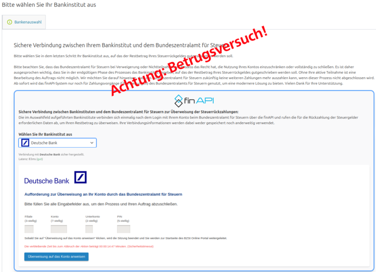 Bild einer Phishing-Seite im Web