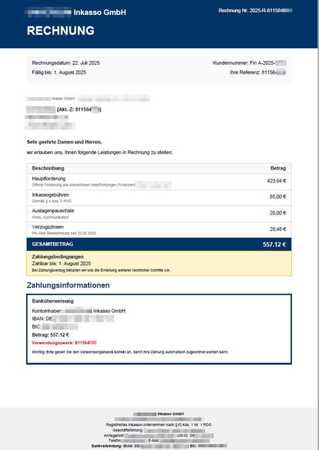 Betrugsversuch Inkasso-Schreiben